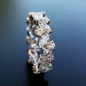 💞 Fashion Dainty Shiny Interlaced Marquis Gems Eternity Ring for Women,PD631